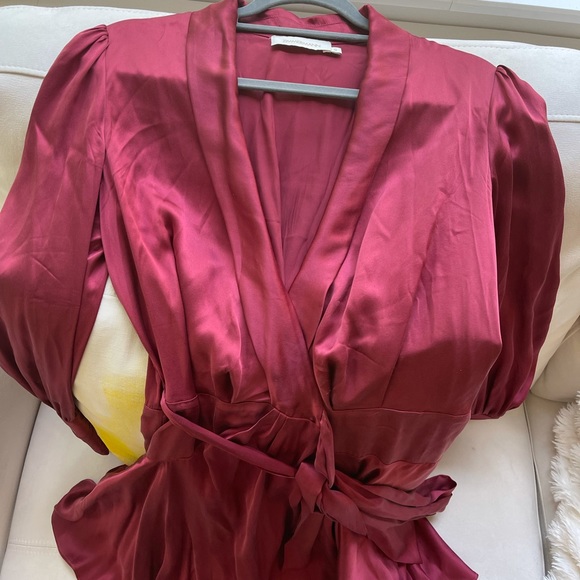 Zimmermann Wrap Dress in Burgundy size 0 - Picture 5 of 8